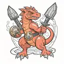 charmeleon from pokemon use thor hammer and lightning tattoo design idea