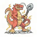 charmeleon from pokemon use thor hammer and lightning tattoo design idea