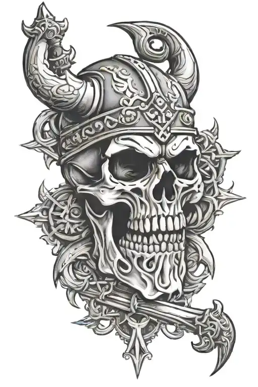 Viking skull and crossbones tattoo design idea