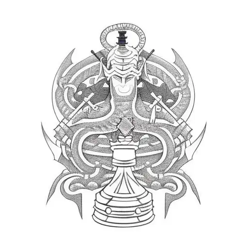 Chess Piece Knight with serpent over it tattoo design idea