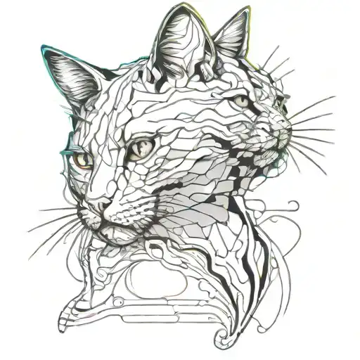     Imagine a tattoo where the outline of a cat is drawn in a fluid, continuous line. The c tattoo design idea