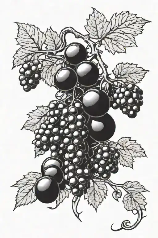 grape vine branch and fruit tattoo design idea