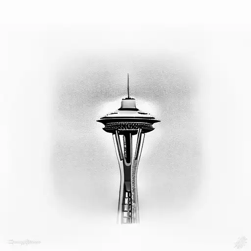 y.s.f money space needle guns tattoo design idea