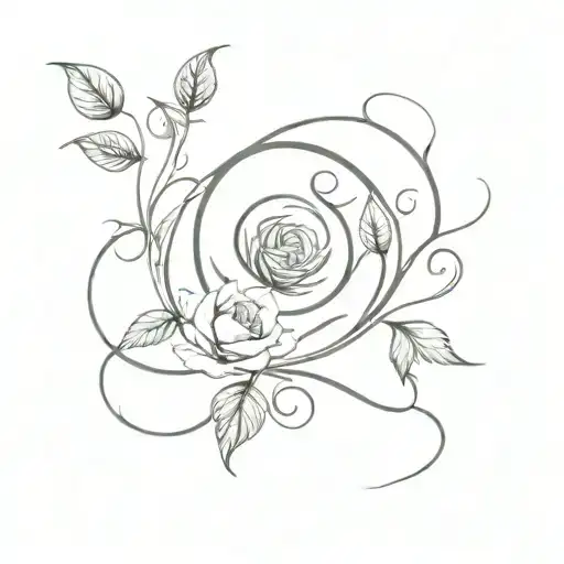 moon, rose and dragon intertwined vines wrapping tattoo design idea