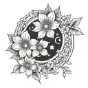 Sun And Moon cherry blossom tattoo design idea