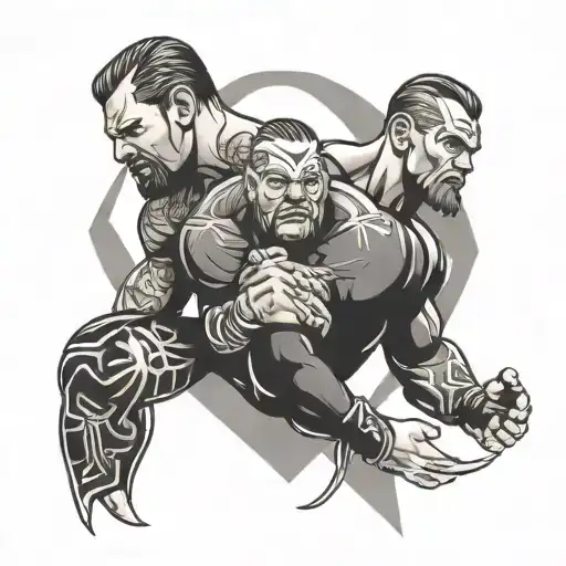 wwe wrestler logos intertwined within tattoo design idea