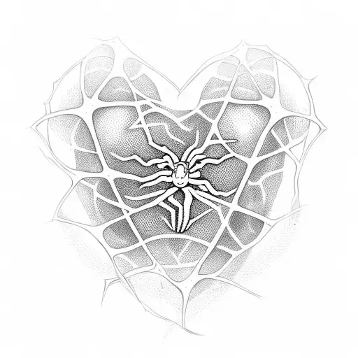 heart spider chains tattoo design idea