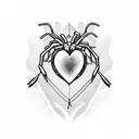 heart spider chains tattoo design idea