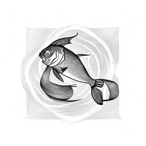 A minimalist tattoo of a Pisces fish made up of various animal silhouettes, showcasing the client's favorite things and zodiac sign. tattoo design idea
