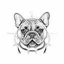 artwork for a fine-line tattoo that features a French Bulldog and an English Bulldog placed together only faces tattoo design idea