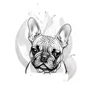 artwork for a fine-line tattoo that features a French Bulldog and an English Bulldog placed together only faces tattoo design idea
