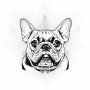 artwork for a fine-line tattoo that features a French Bulldog and an English Bulldog placed together only faces tattoo design idea