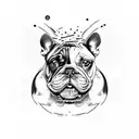artwork for a fine-line tattoo that features a French Bulldog and an English Bulldog placed together only faces tattoo design idea