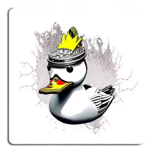 resin duck punk skull cartoon style comixbulb angry  tattoo design idea