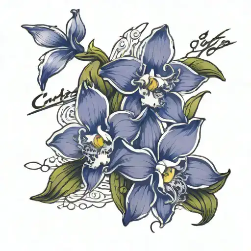 Cattleya & Layla name in cursive tattoo design idea