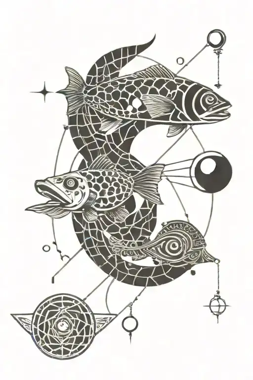 planet Mercure and hermes shoes dnadouble helix and  earth element and astro sign fish  tattoo design idea