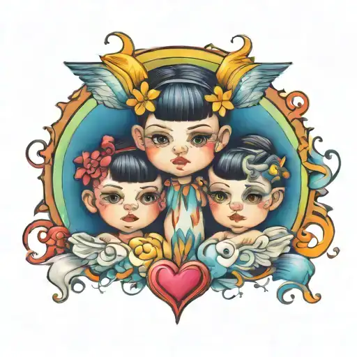 Twins boy and a girl, rainbow babies tattoo design idea