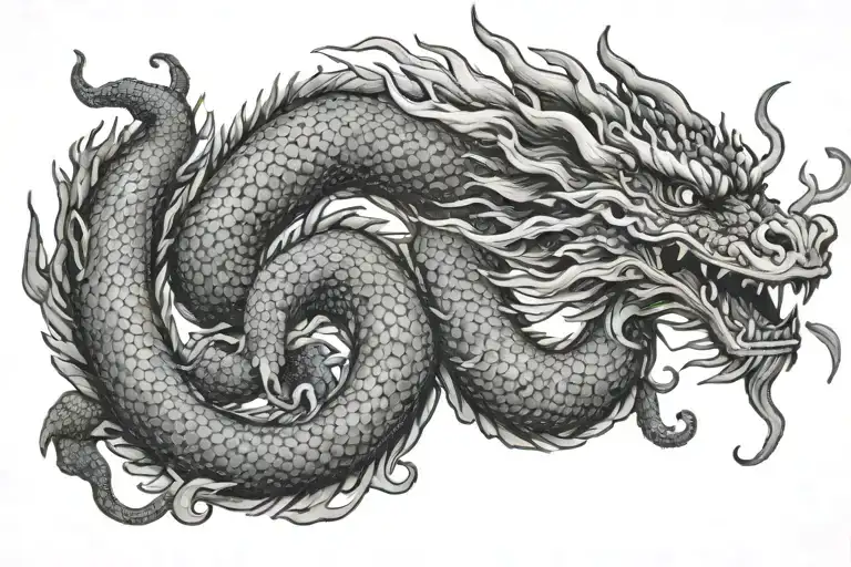 Water Chinese dragon tattoo design idea