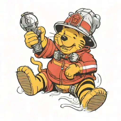 Winnie the Pooh firefighter tattoo design idea