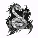 snake with phoenix tattoo design idea