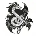 snake with phoenix tattoo design idea