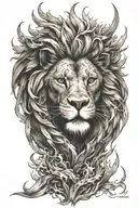lion surrounded phoenix rising from the ashes tattoo design idea