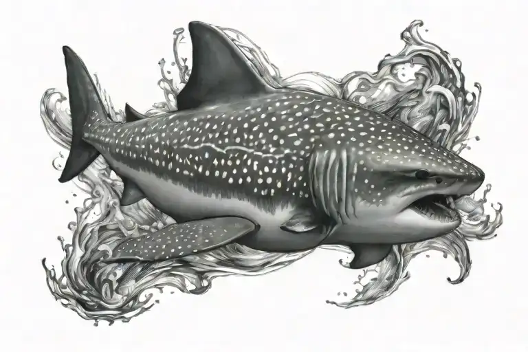 swimming with a whale shark  tattoo design idea