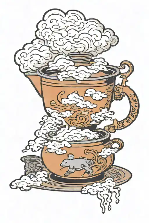 cloud coming out of coffee moka pot  tattoo design idea