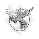 phoenix, fire, norse, runes tattoo design idea