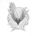 phoenix, fire, norse, runes tattoo design idea