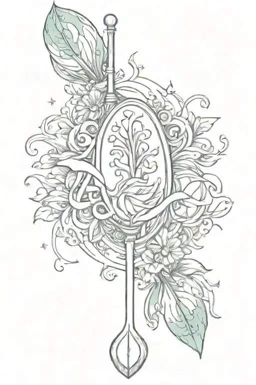 A full oar with aquarius sign at the end of the oar tattoo design idea