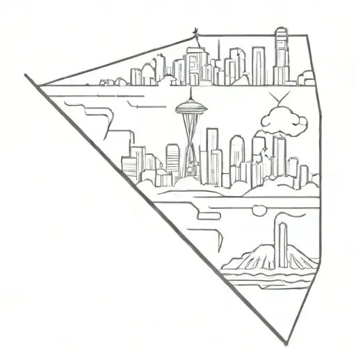 seattle skyline in an arrow going tattoo design idea