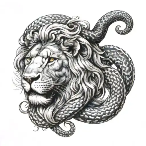 lion snake greek gods tattoo design idea