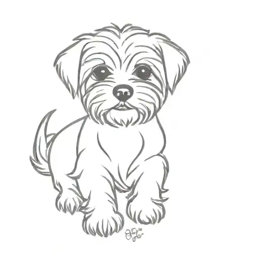 Yorkie Poo dog outline tattoo tattoo design idea
