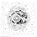 A minimalist depiction of the planet Uranus surrounded by stars tattoo design idea