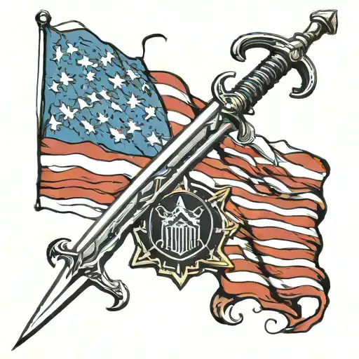 American flag with army sword   tattoo design idea