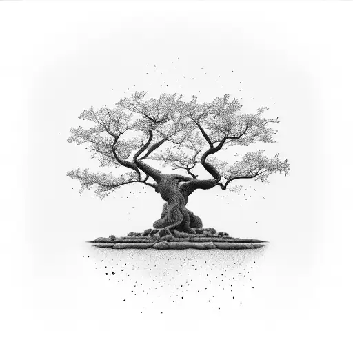 oak tree into lightning sleev tattoo design idea