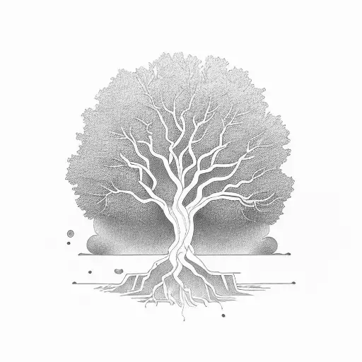 oak tree into lightning into space  tattoo design idea
