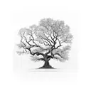 oak tree into lightning sleev tattoo design idea