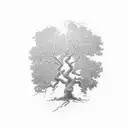 oak tree into lightning sleev tattoo design idea