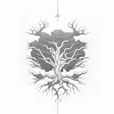 oak tree into lightning sleev tattoo design idea