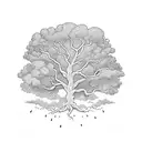 oak tree into lightning into space  tattoo design idea