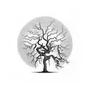 oak tree into lightning into space  tattoo design idea