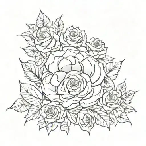 paw print made entirely of roses growing tattoo design idea