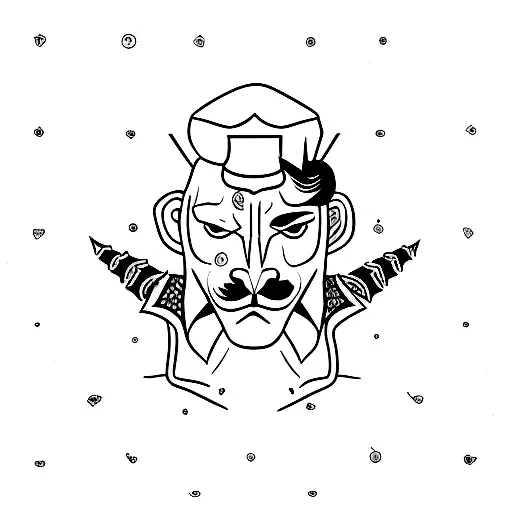 A minimalist tattoo of a Spanish matador with a feminist symbol in the background tattoo design idea