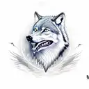 a wolf growling with arrows in its back while ravens fly overhead tattoo design idea