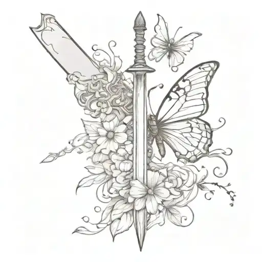 sword and butterfly   tattoo design idea