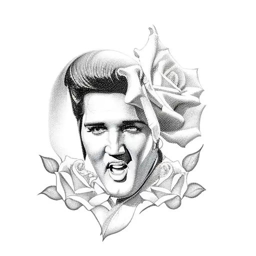elvis presley with roses tattoo design idea