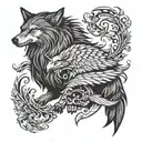 wolf and phoenix tattoo design idea