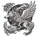 wolf and phoenix tattoo design idea